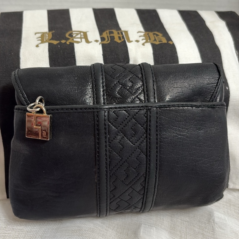 L.A.M.B. Gwen Stefani Black Leather Vintage Clutch - Picture 4 of 10